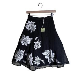 NWT TRACY REESE ANTHRO floral appliqué black whimsigoth full mesh skirt 00P